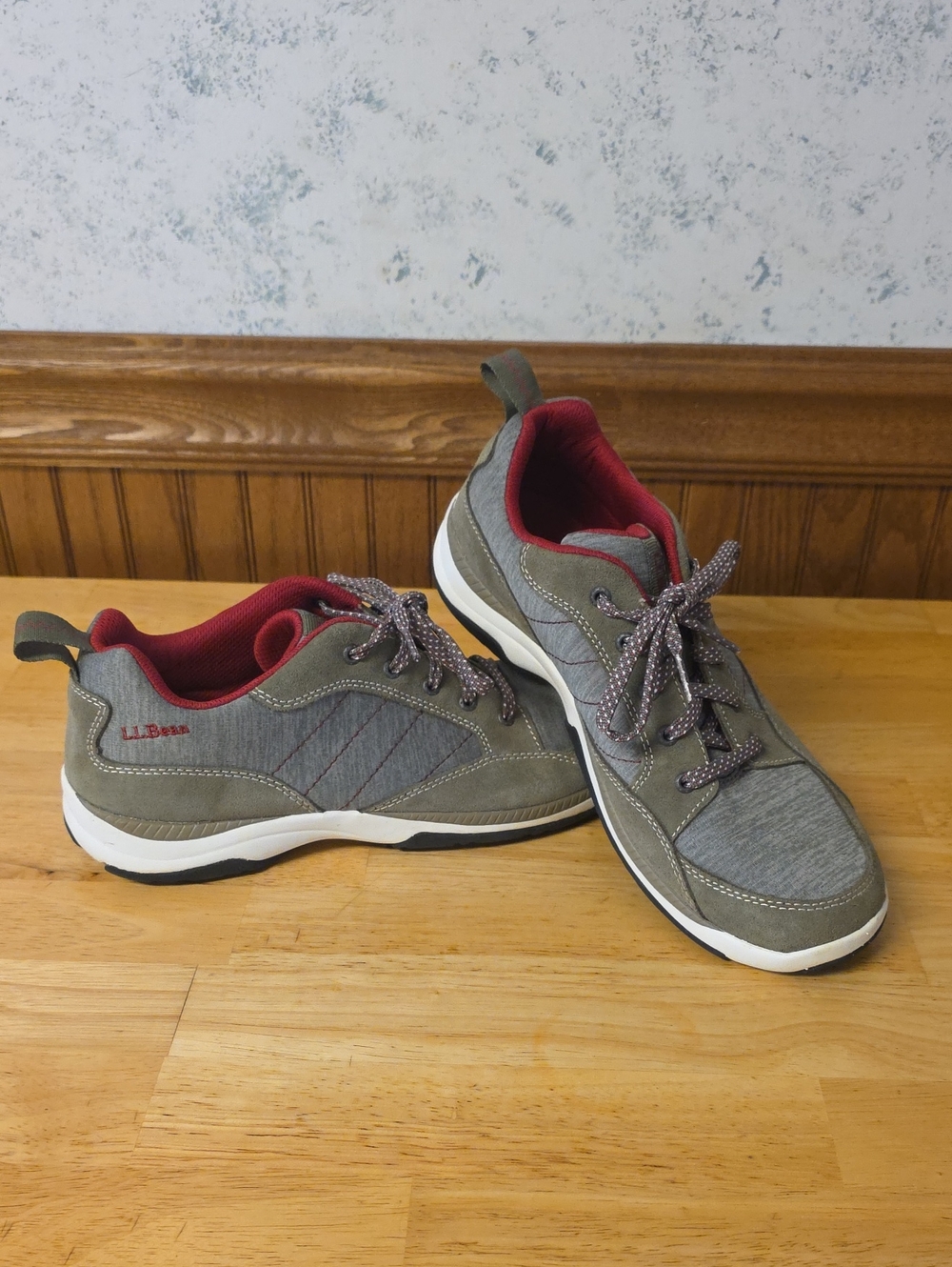 L.L. Bean Gray Sneakers with deep Magenta Lining